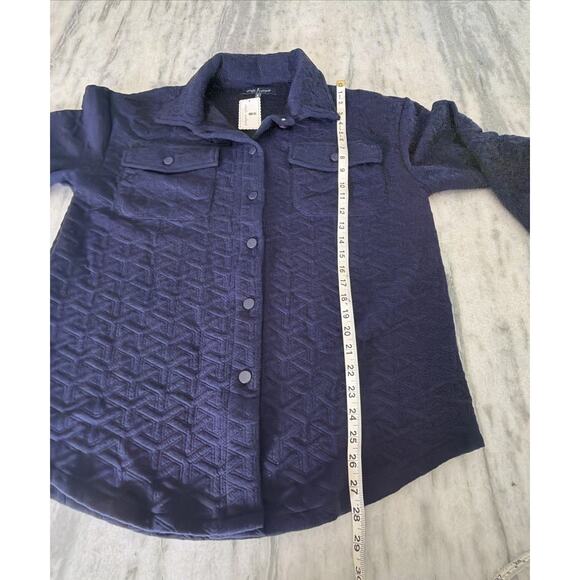Simply Southern Quilted Knit Shacket Size S Navy Blue Button Up Shirt Jacket - Picture 8 of 8